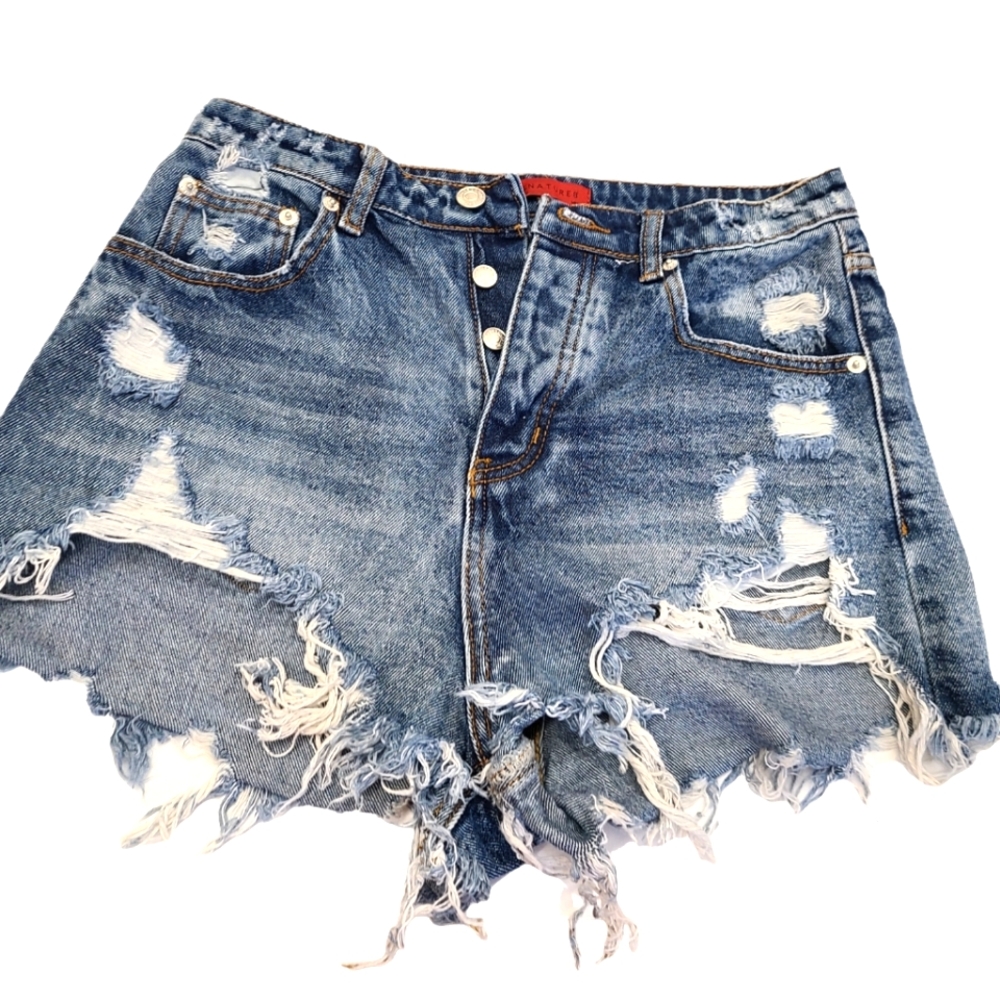 Signature 8 Distressed Button Fly Jean Shorts size medium